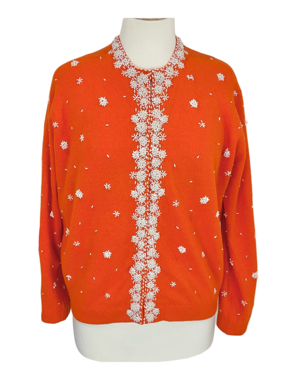 Harilela's orange wool blend beaded cardigan
